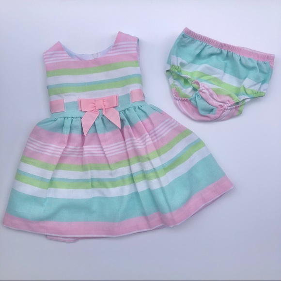 Bonnie Baby Other - Bonnie Baby 6-9mo pink, white, blue, green dress
